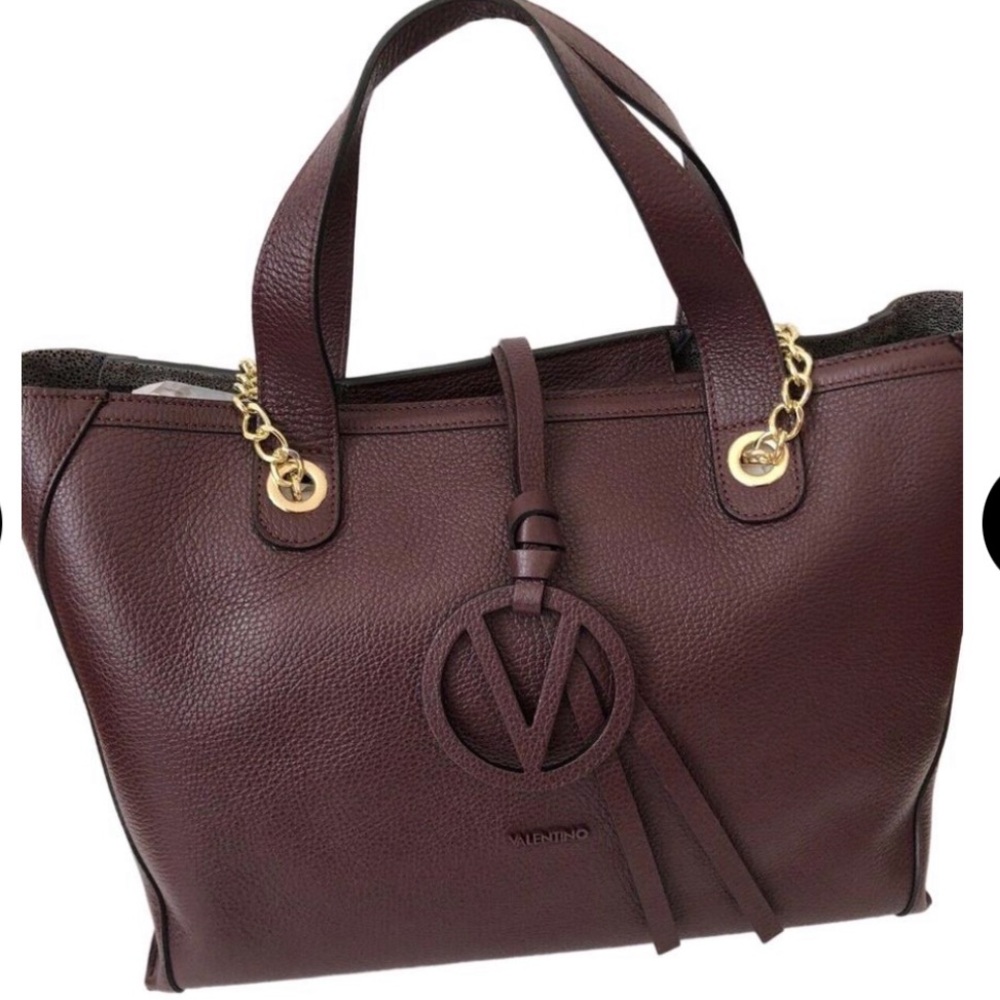 Valentino by Mario Brown Leather Tote Bag NEW